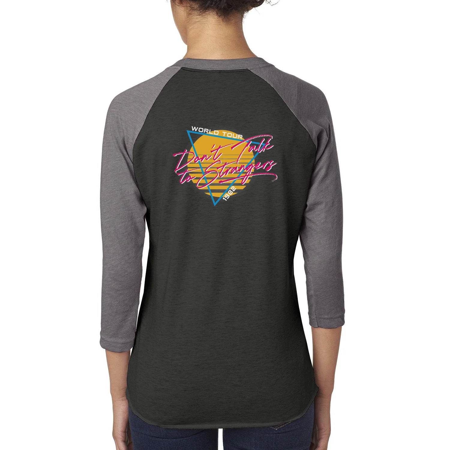 Rick Springfield Don't Talk To Strangers Raglan T-Shirt - BLACK & GRAY - Image 2